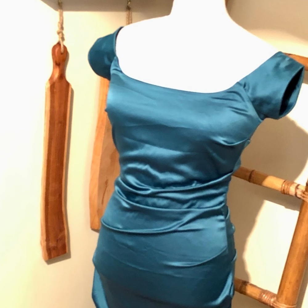 Ruched Green Fitted Dress Small